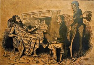 Daumier. Bois gravé "Le journaliste". Inversé.