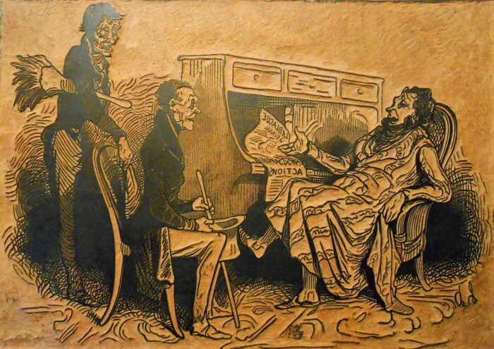 Daumier. Bois gravé "Le journaliste".