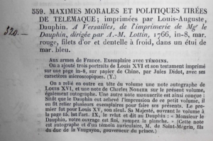 Louis XVI. Maximes morales et politiques. 1766.