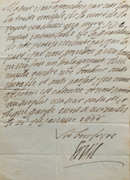 Louis XIV. Décès de sa mère Anne d'Autriche. 21 janvier 1666. Lettre signée.