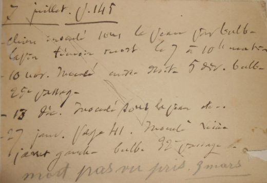 Pasteur note autographe recherche sur la rage