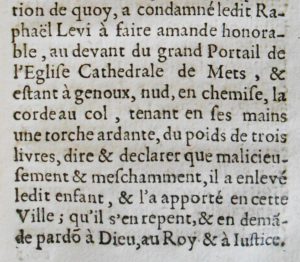 Antisémitisme. Procès de Raphaël Lévy. 1670.