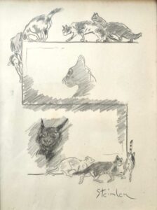 Steinlen Cats. Original drawing.